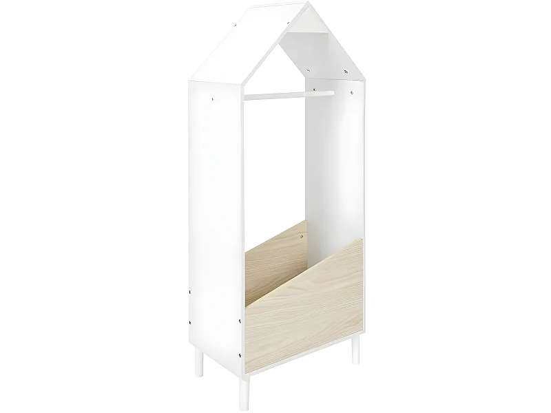Armoire Penderie Enfant "Maya" 116cm Blanc & Beige