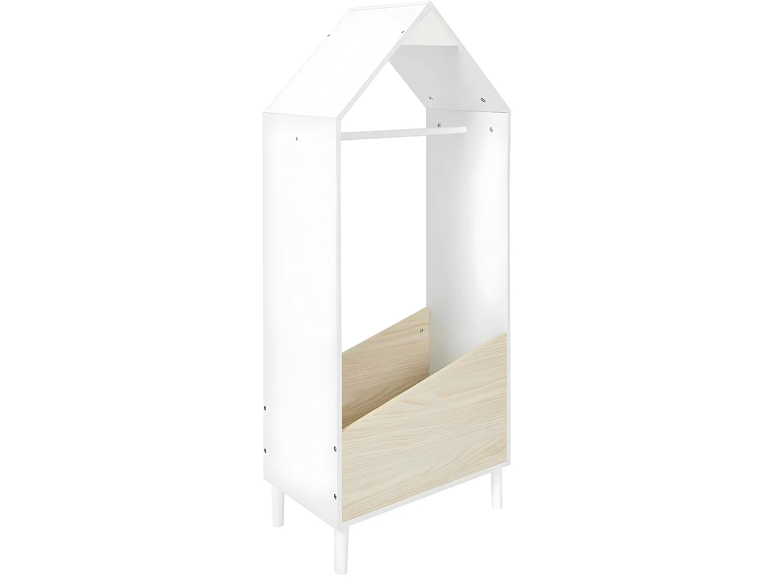 Armoire Penderie Enfant "Maya" 116cm Blanc & Beige