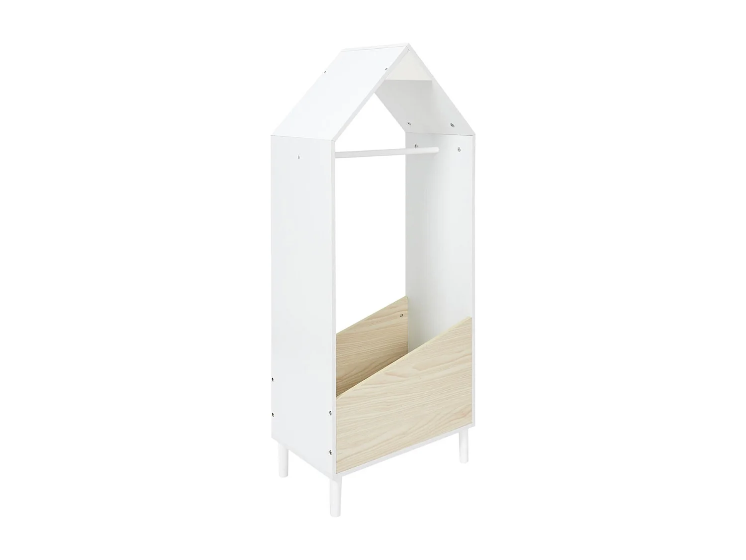 Armoire Penderie Enfant "Maya" 116cm Blanc & Beige