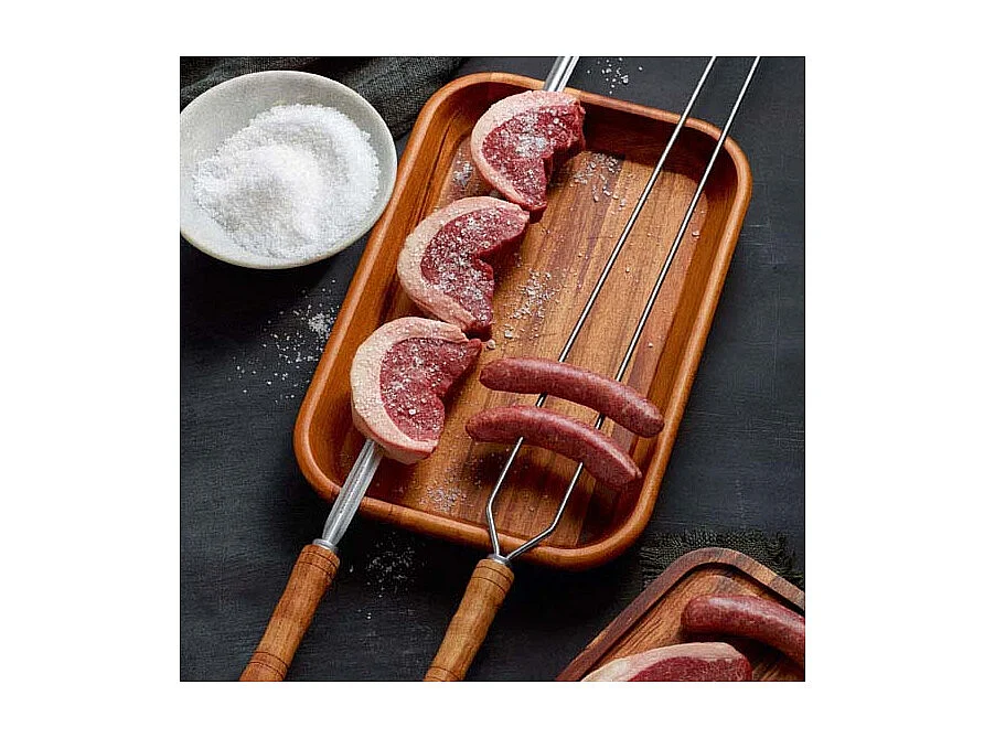 Brochette double en inox et bois Churrasco