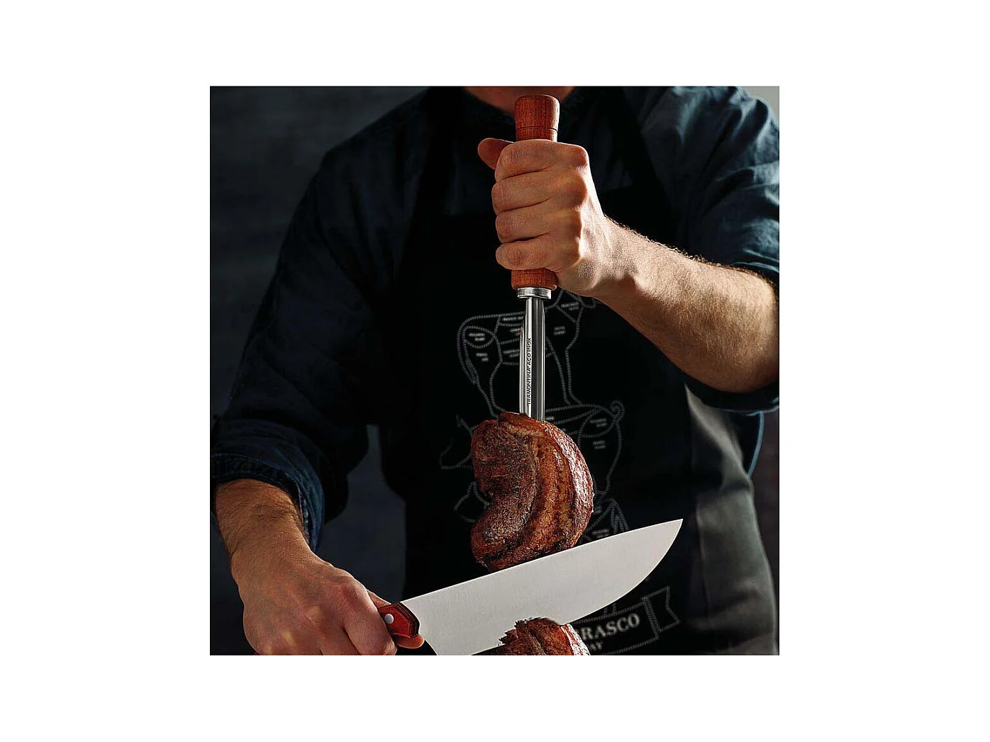 Brochette en inox et bois 55 cm Churrasco