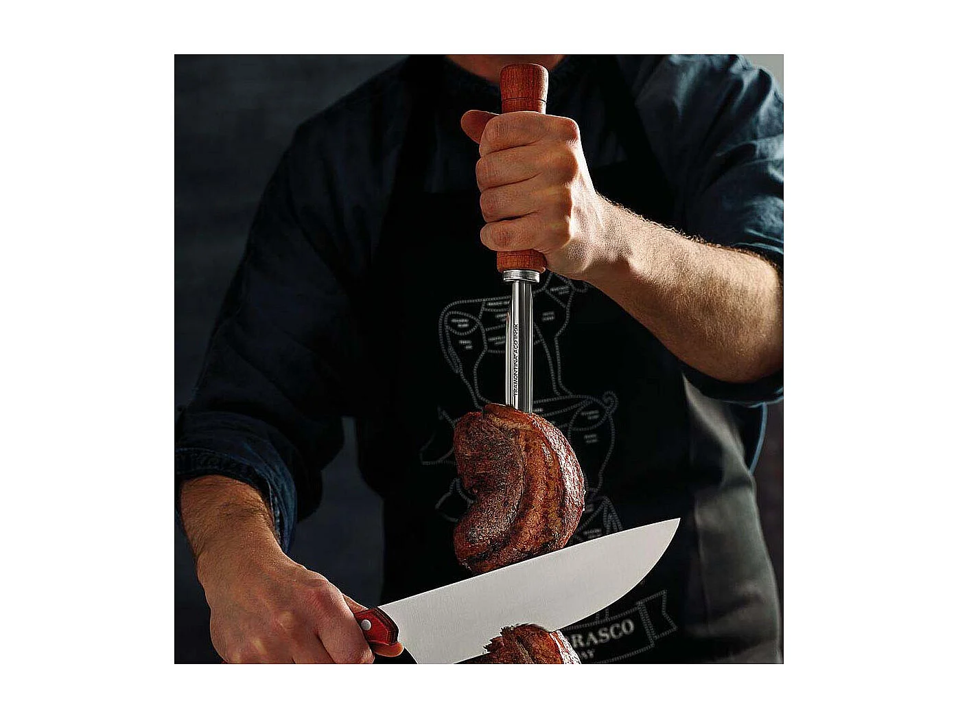 Brochette en inox et bois 55 cm Churrasco