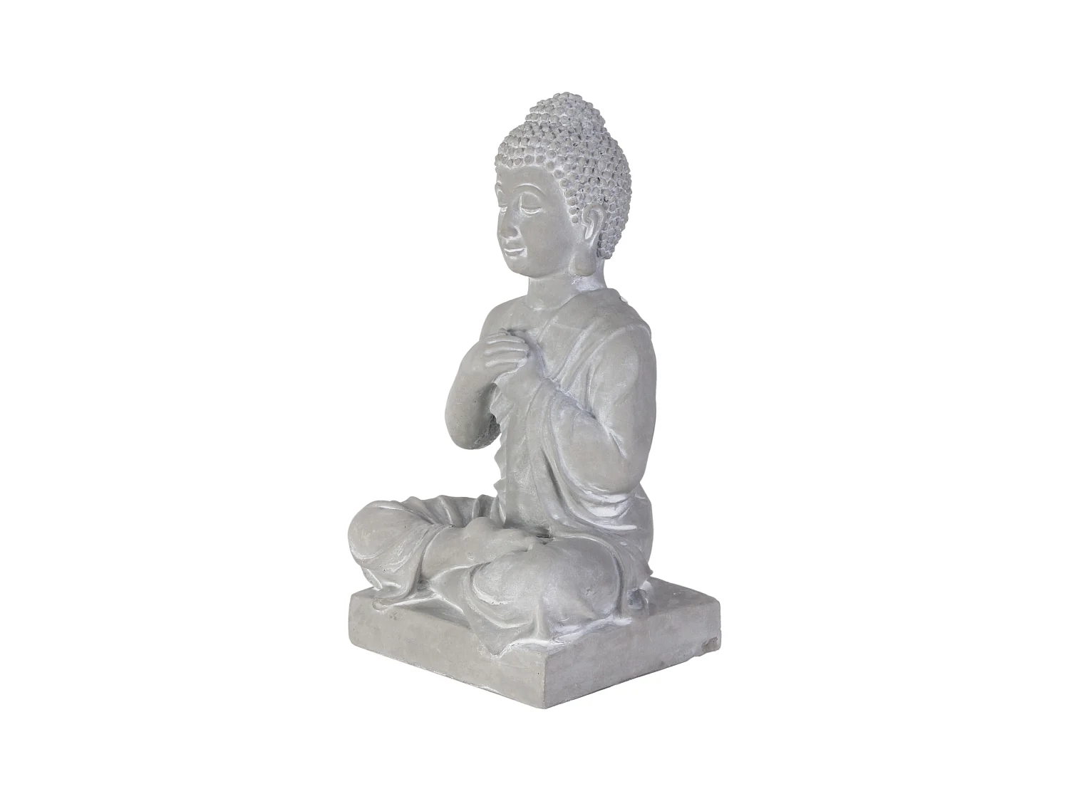 Bouddha Assis Ciment 27cm Gris