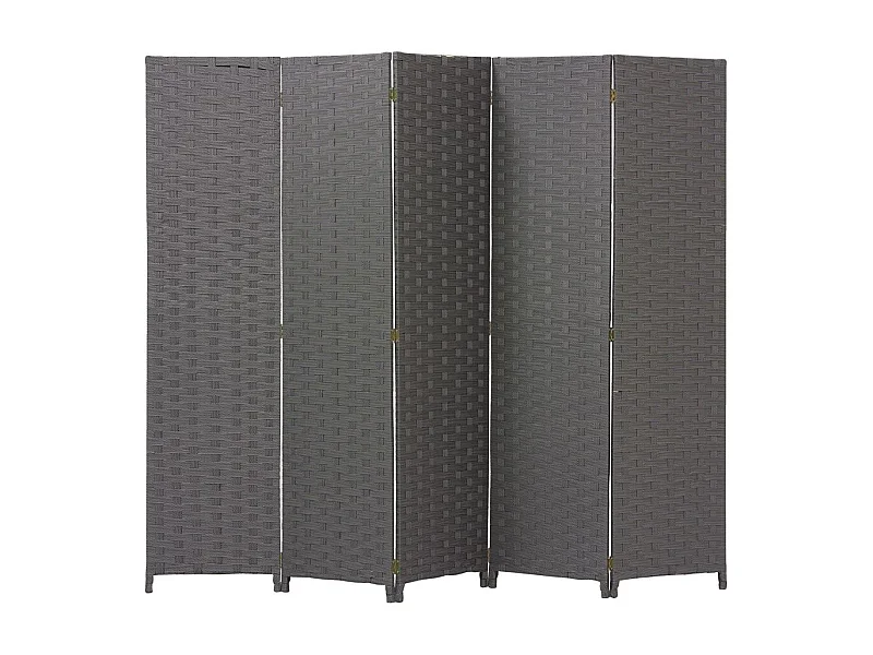 Paravent 5 panneaux en nylon noir