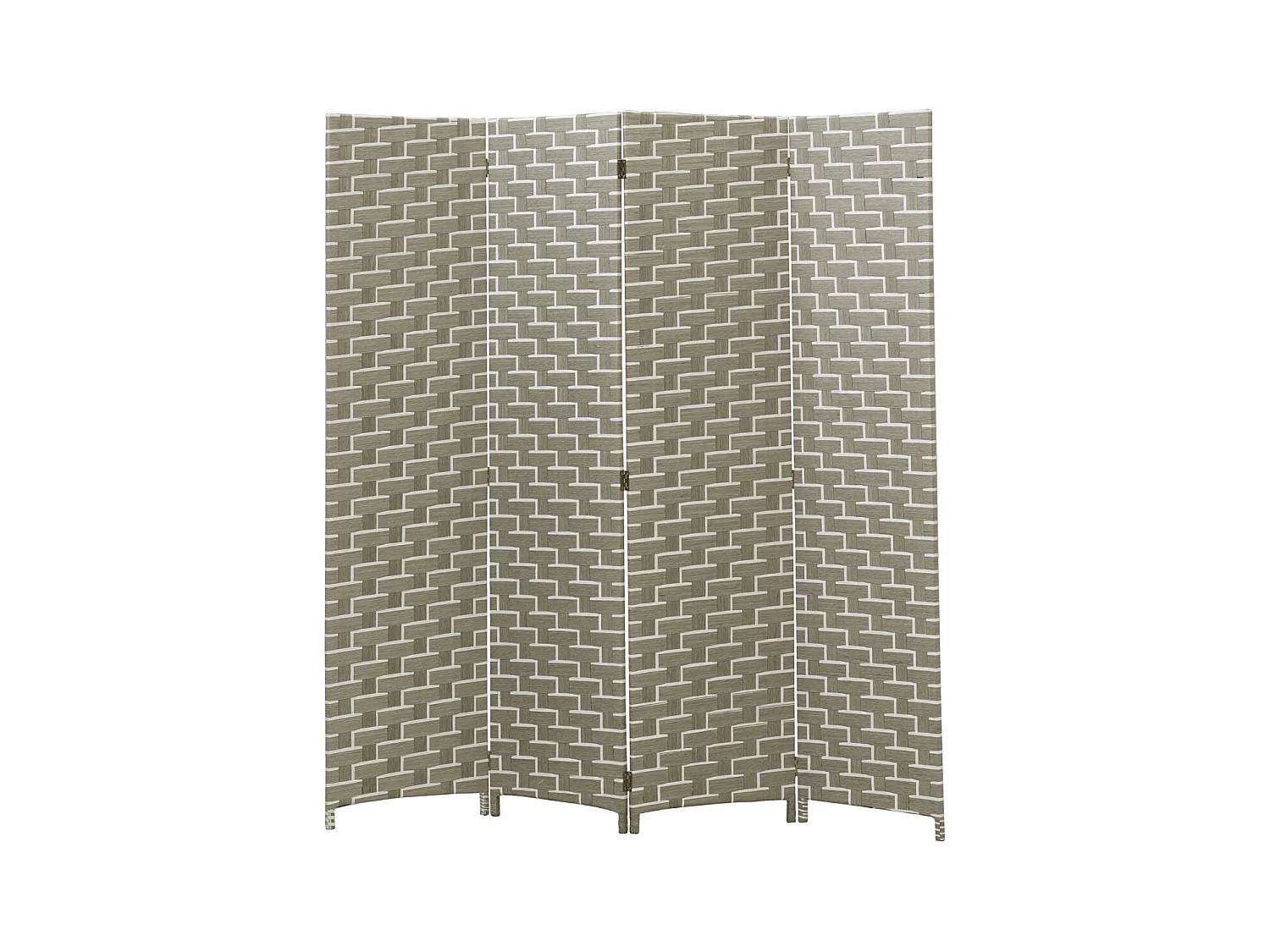 Paravent en nylon blanc et gris clair 4 panneaux