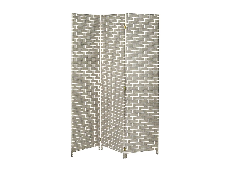 Paravent en nylon blanc et gris clair 3 panneaux