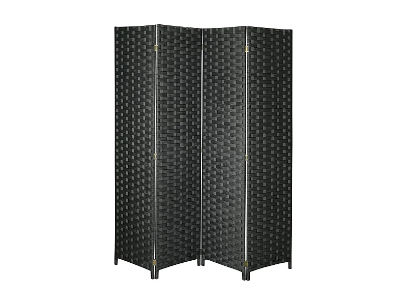 Paravent en nylon noir 4 panneaux
