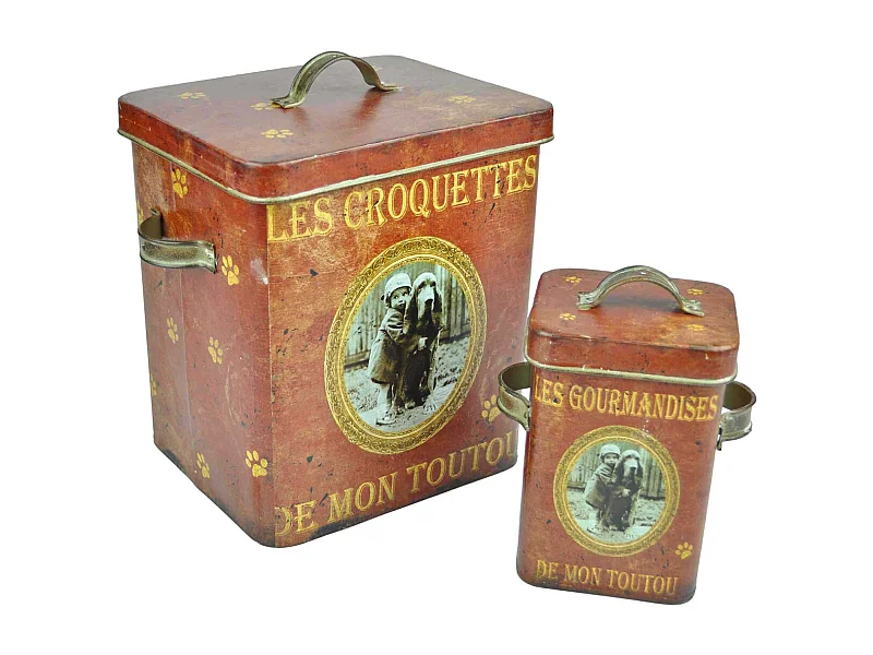 Boîtes à croquettes Mon toutou (Lot de 2)