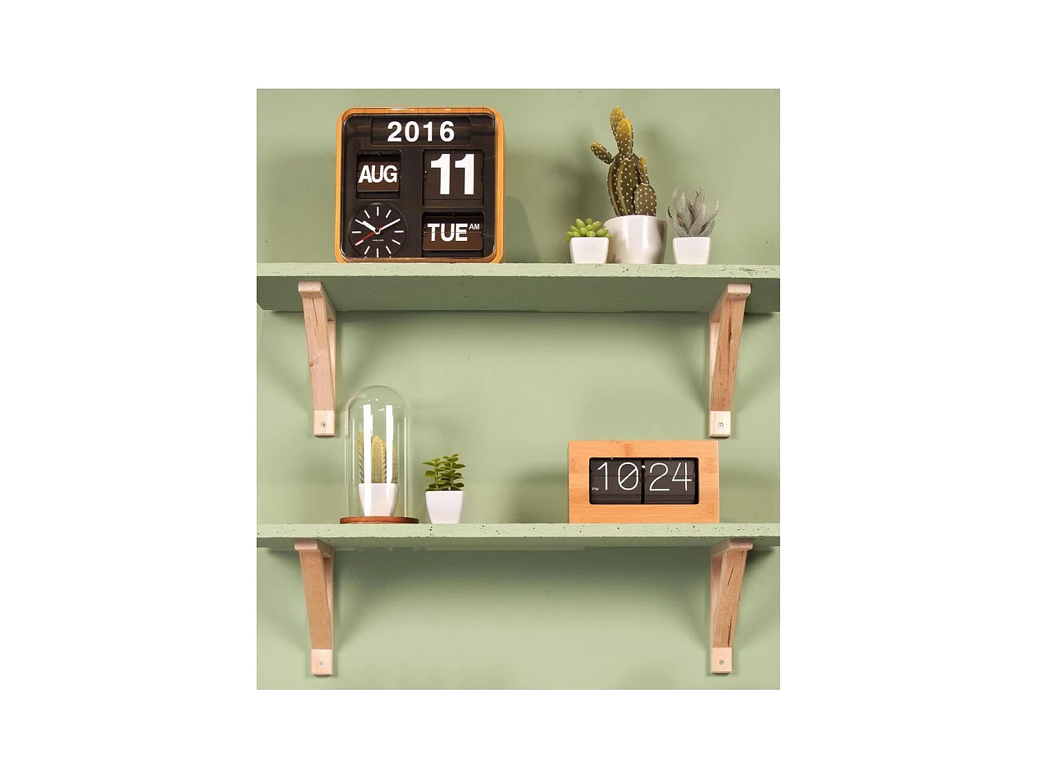 Reloj de plástico Mini Flip 24,5 cm Bambú