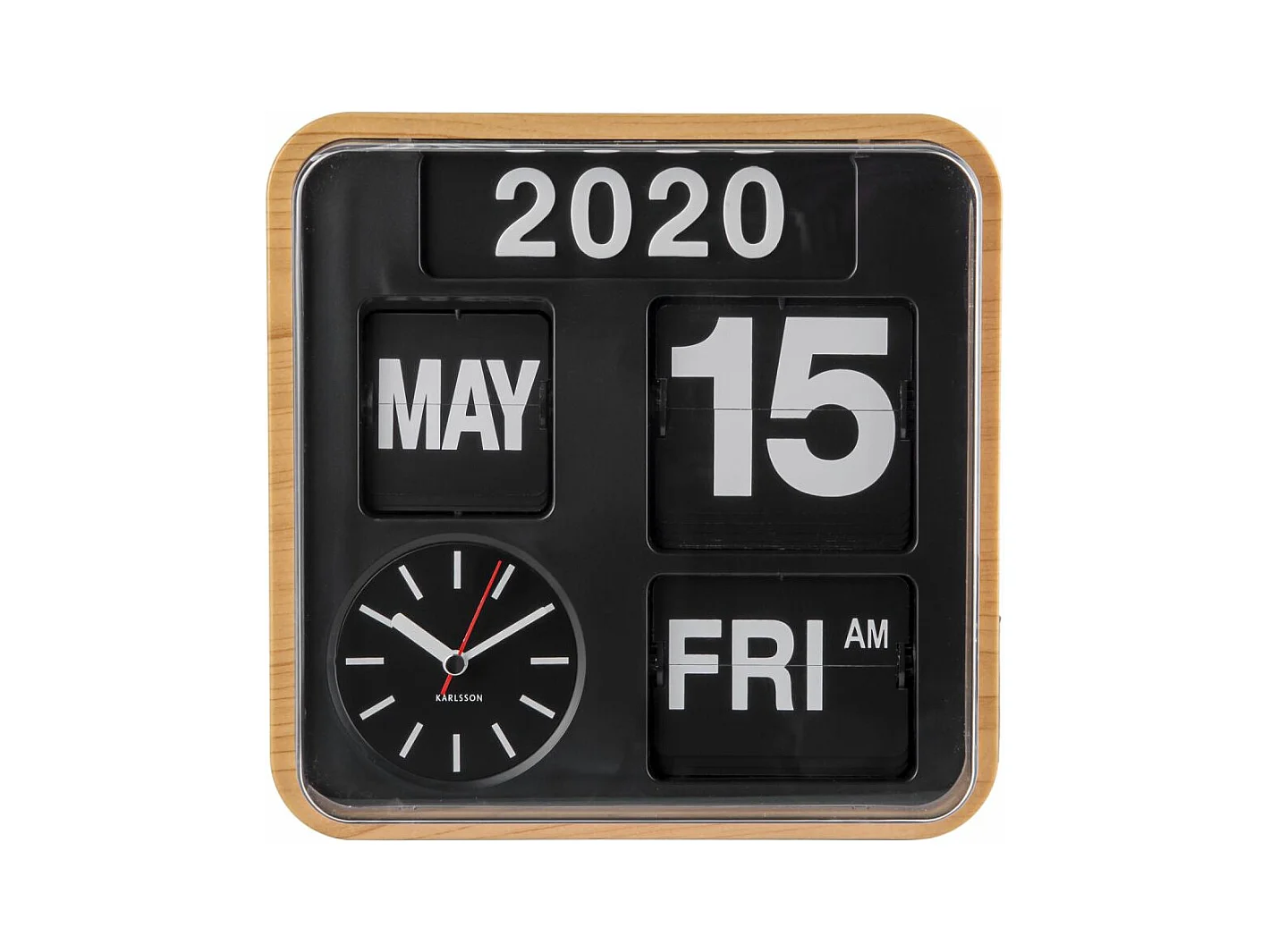 Plastikuhr Mini Flip 24.5 cm Bambus