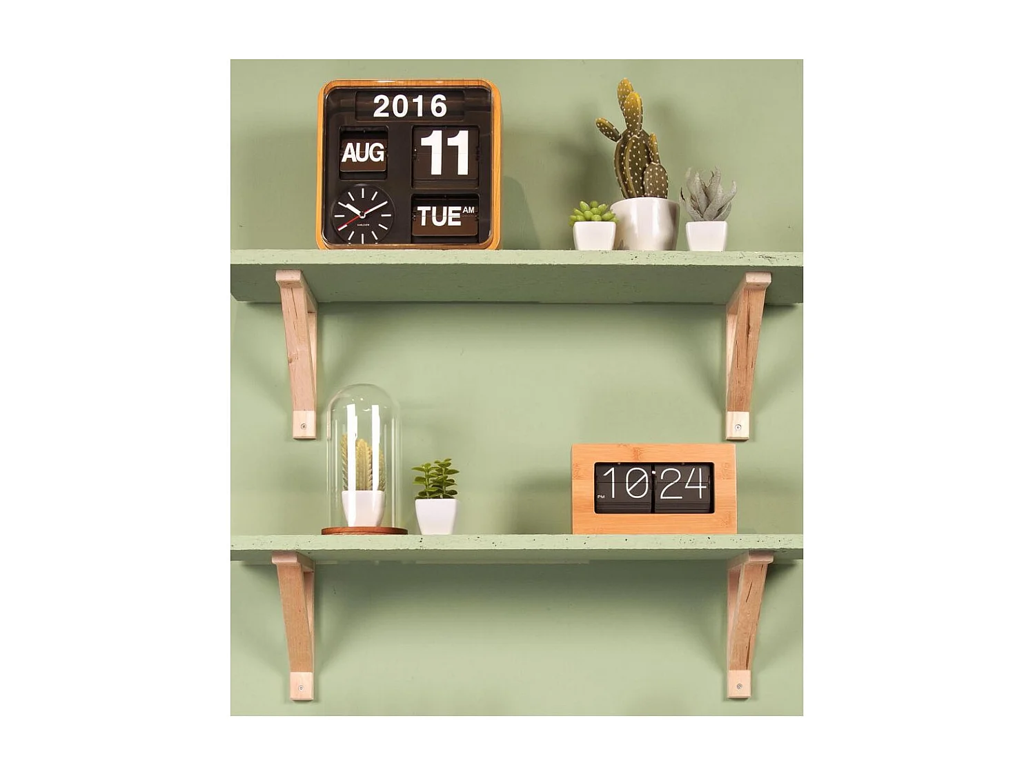 Horloge en plastique Mini Flip 24.5 cm Bambou