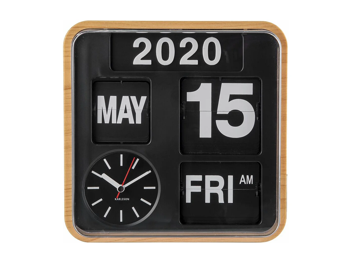 Horloge en plastique Mini Flip 24.5 cm Bambou