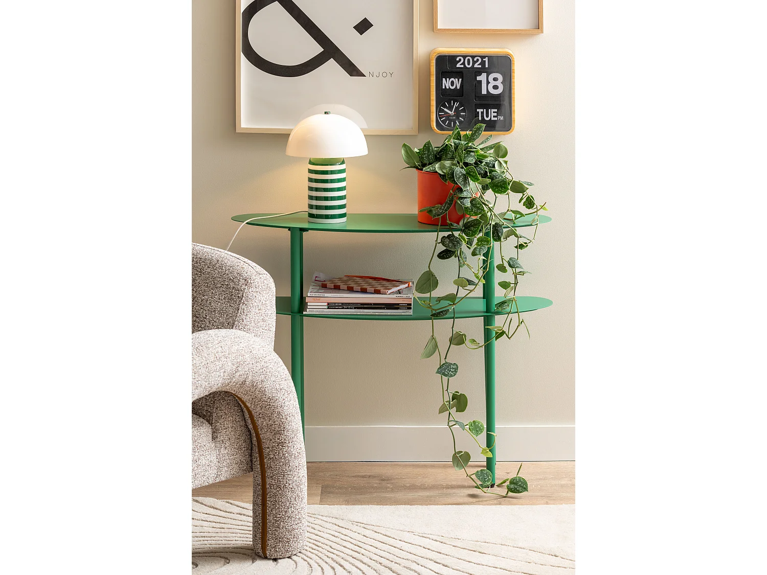 Plastikuhr Mini Flip 24.5 cm Bambus