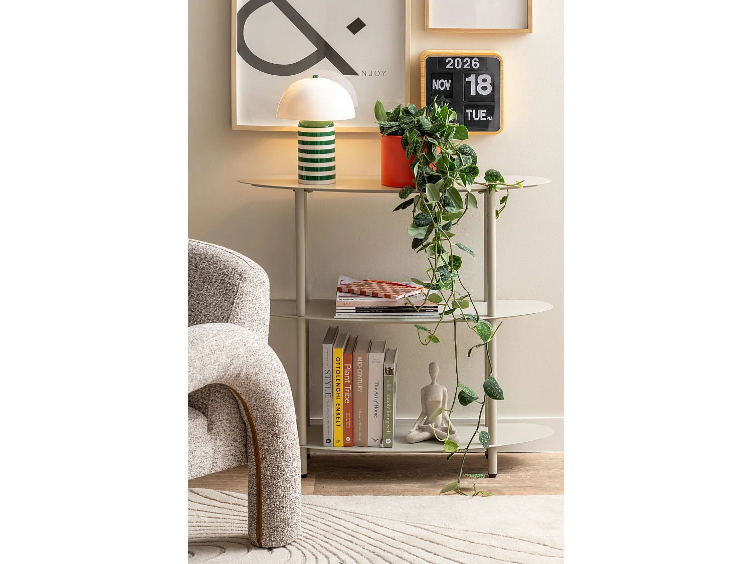 Plastikuhr Mini Flip 24.5 cm Bambus