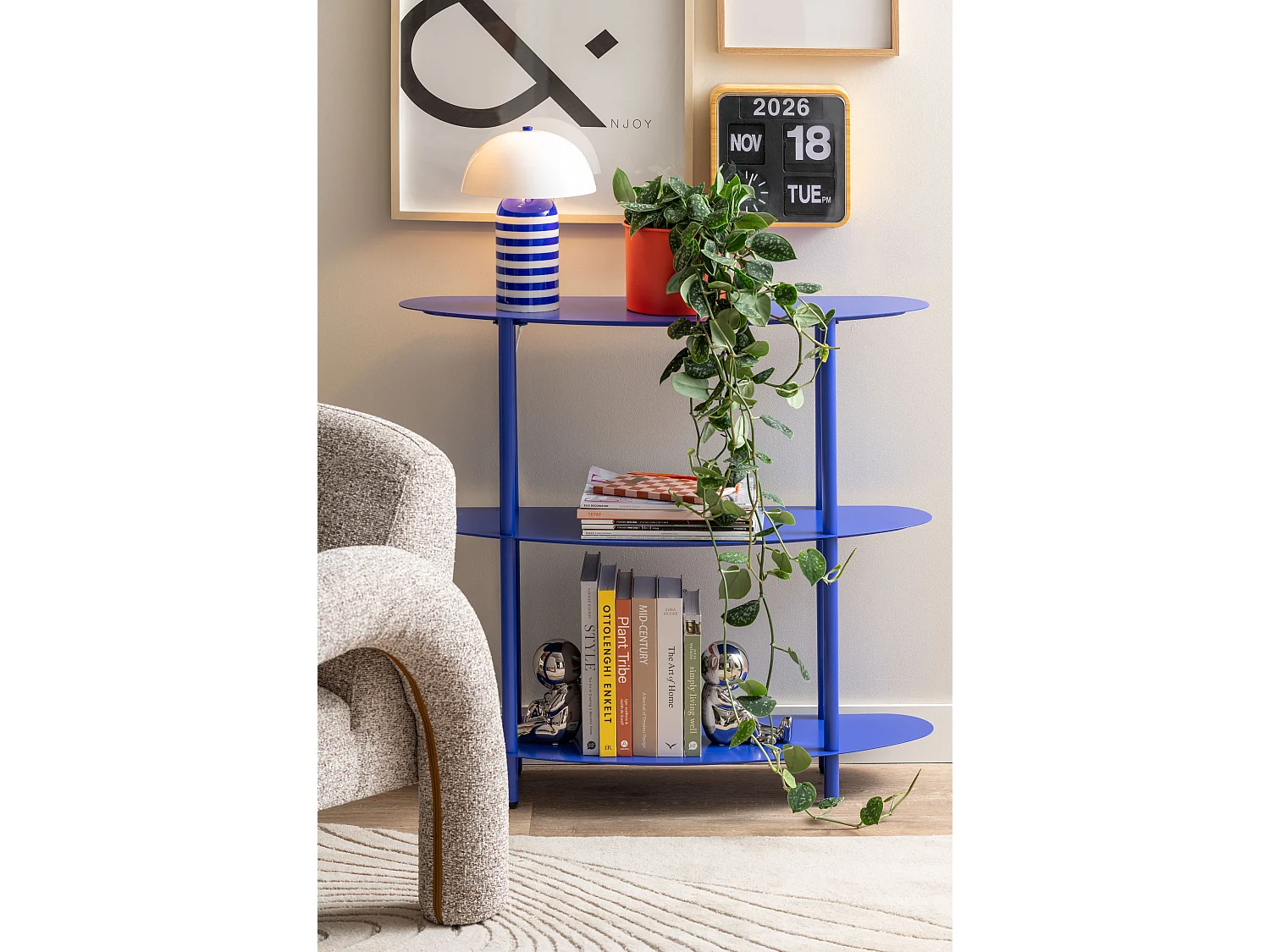 Plastikuhr Mini Flip 24.5 cm Bambus