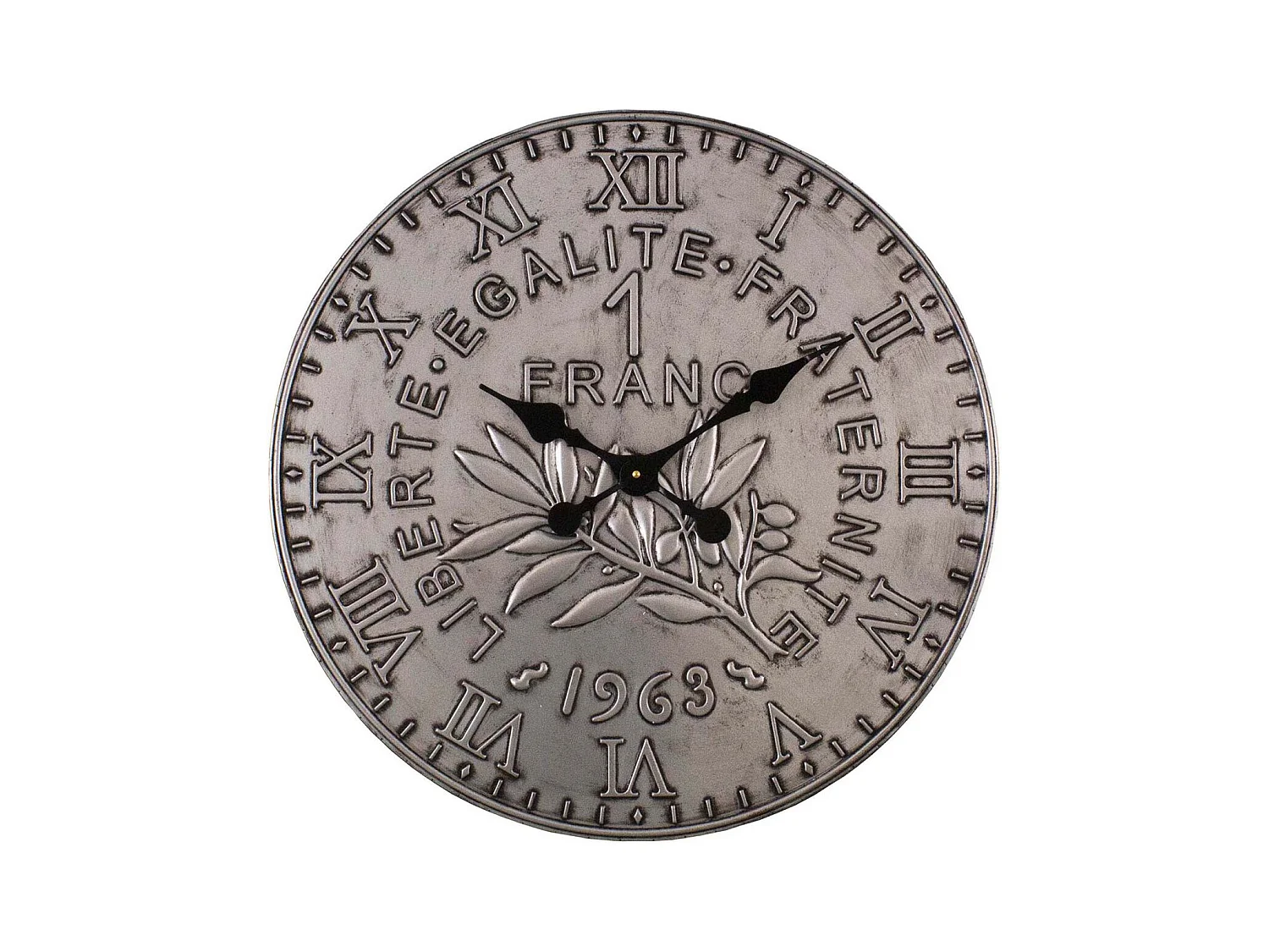 Horloge en fer pièce de monnaie 60 cm 1 franc - Argent