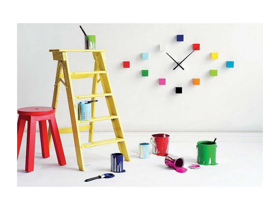 Wandklok DIY Cubic - Multicolor- Ø40cm