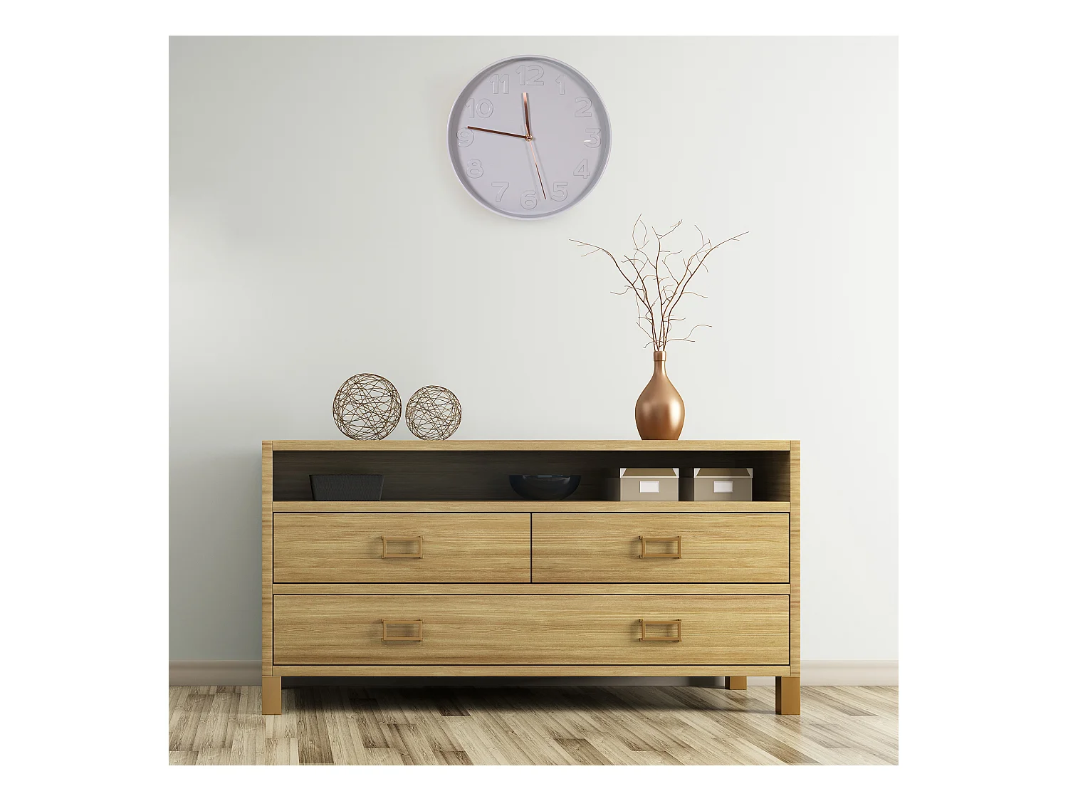 Horloge Ronde Contour Gris Gris