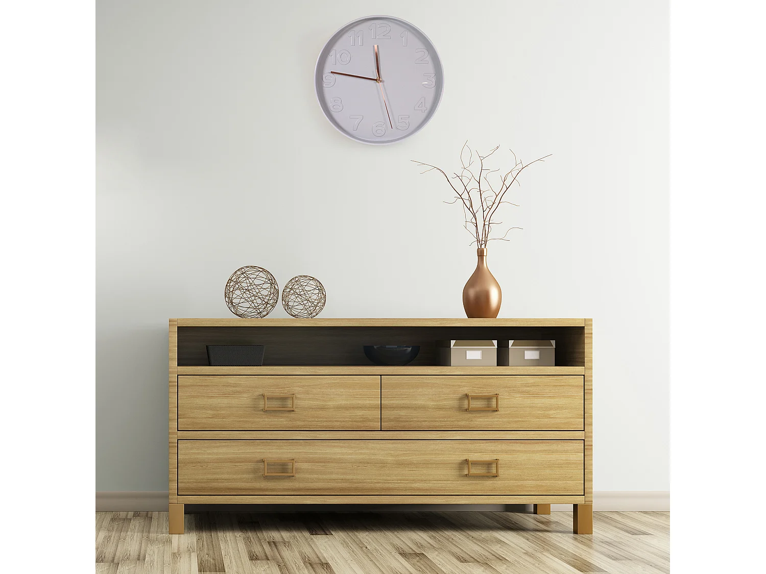 Horloge Ronde Contour Gris Gris