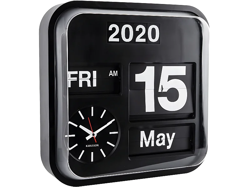 Wandklok Big Flip - Zwart