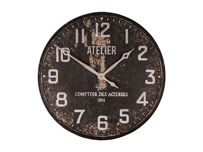 Pendule ronde en fer Atelier 74 cm