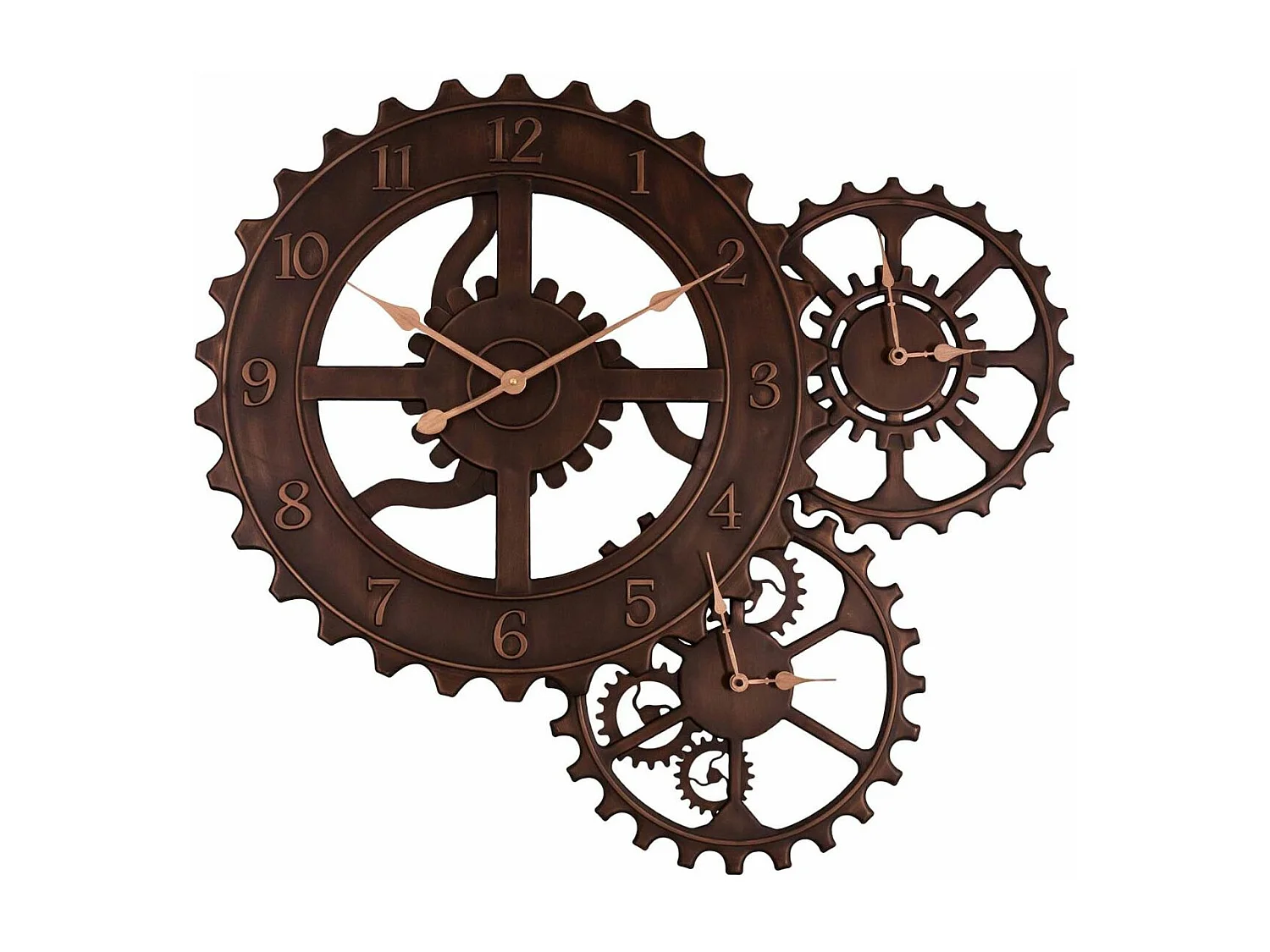 Pendule avec rouages 3 horloges en fer 84 x 3 x 78 cm