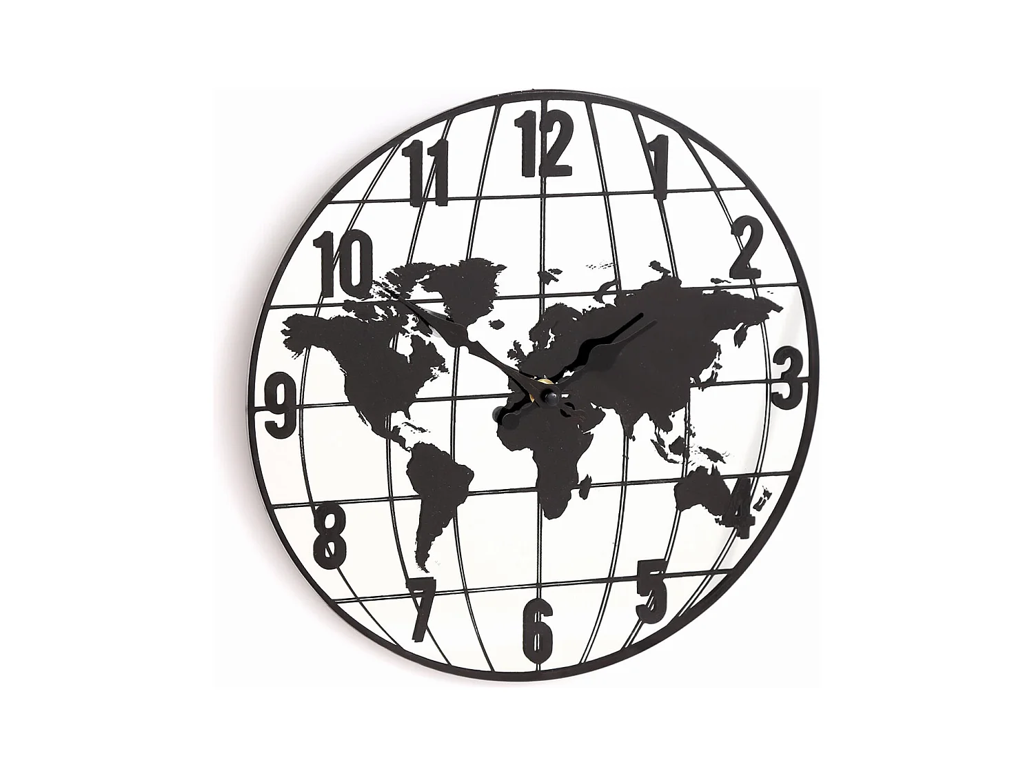 Horloge effet miroir mappemonde 30 cm