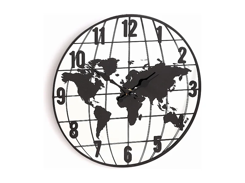Horloge effet miroir mappemonde 30 cm