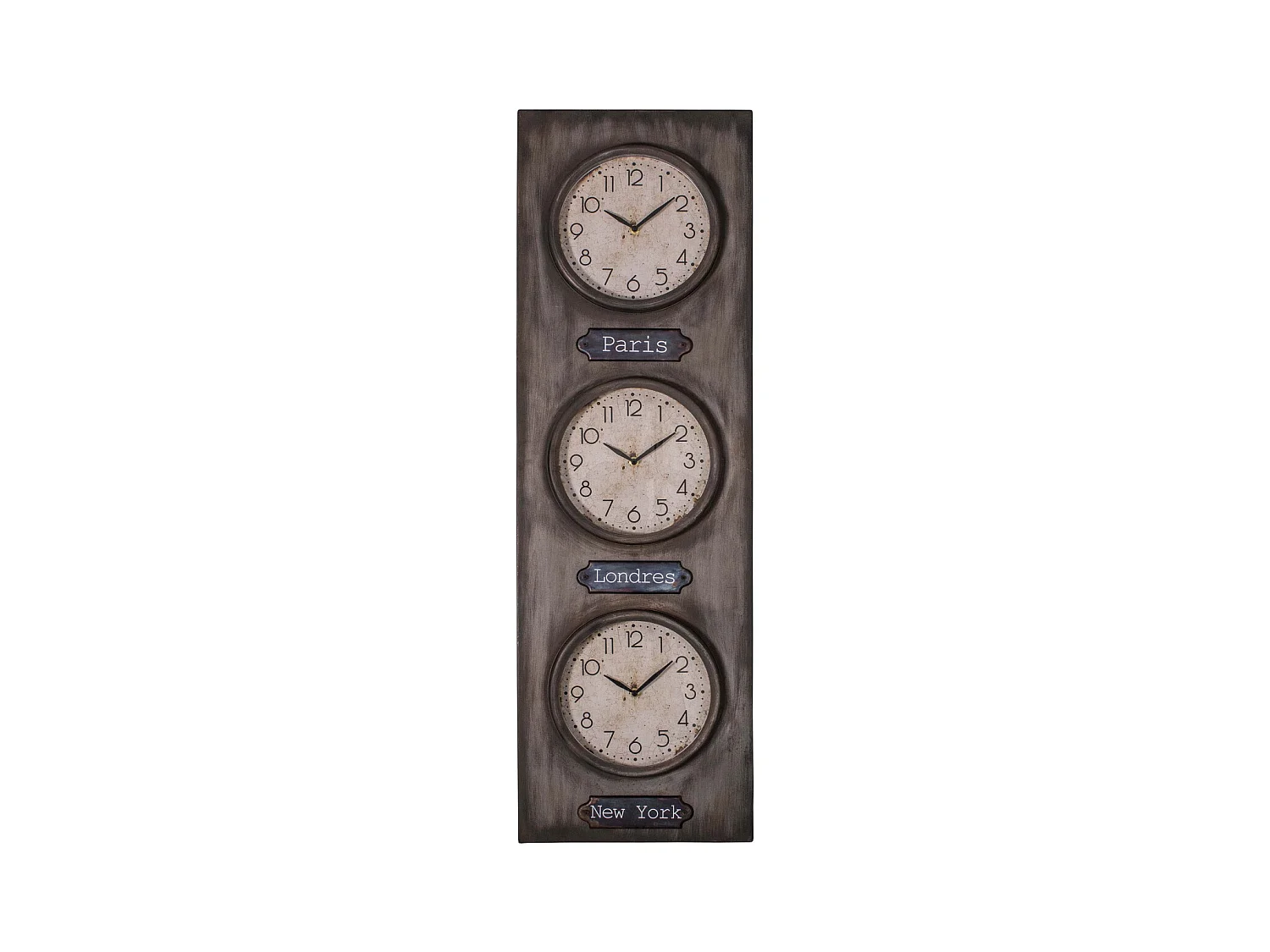 Pendule 3 cadrans en fer 33 x 8 x 107 cm