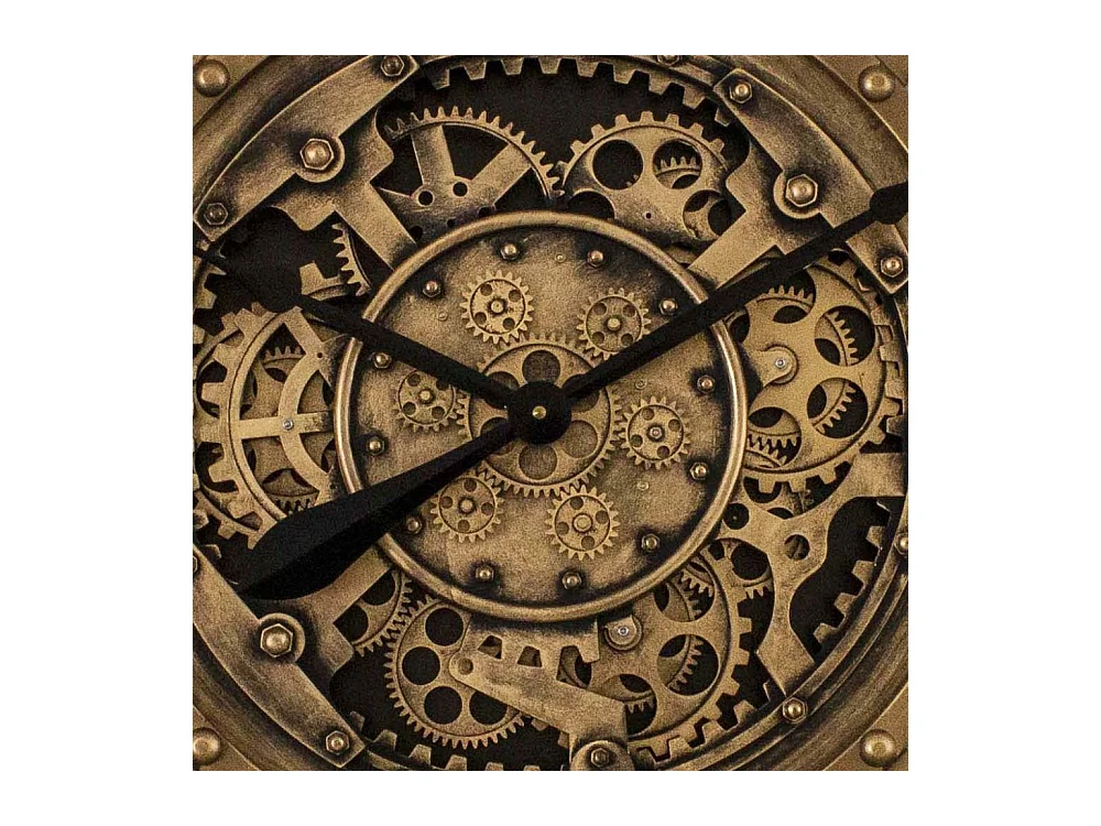 Pendule cartouches crème avec rouages en fer 96cm