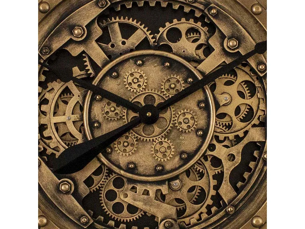 Pendule cartouches crème avec rouages en fer 96cm