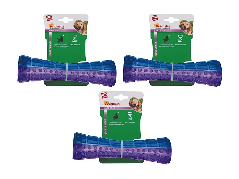 Stick chien en plastique coloré 15 cm (Lot de 3)