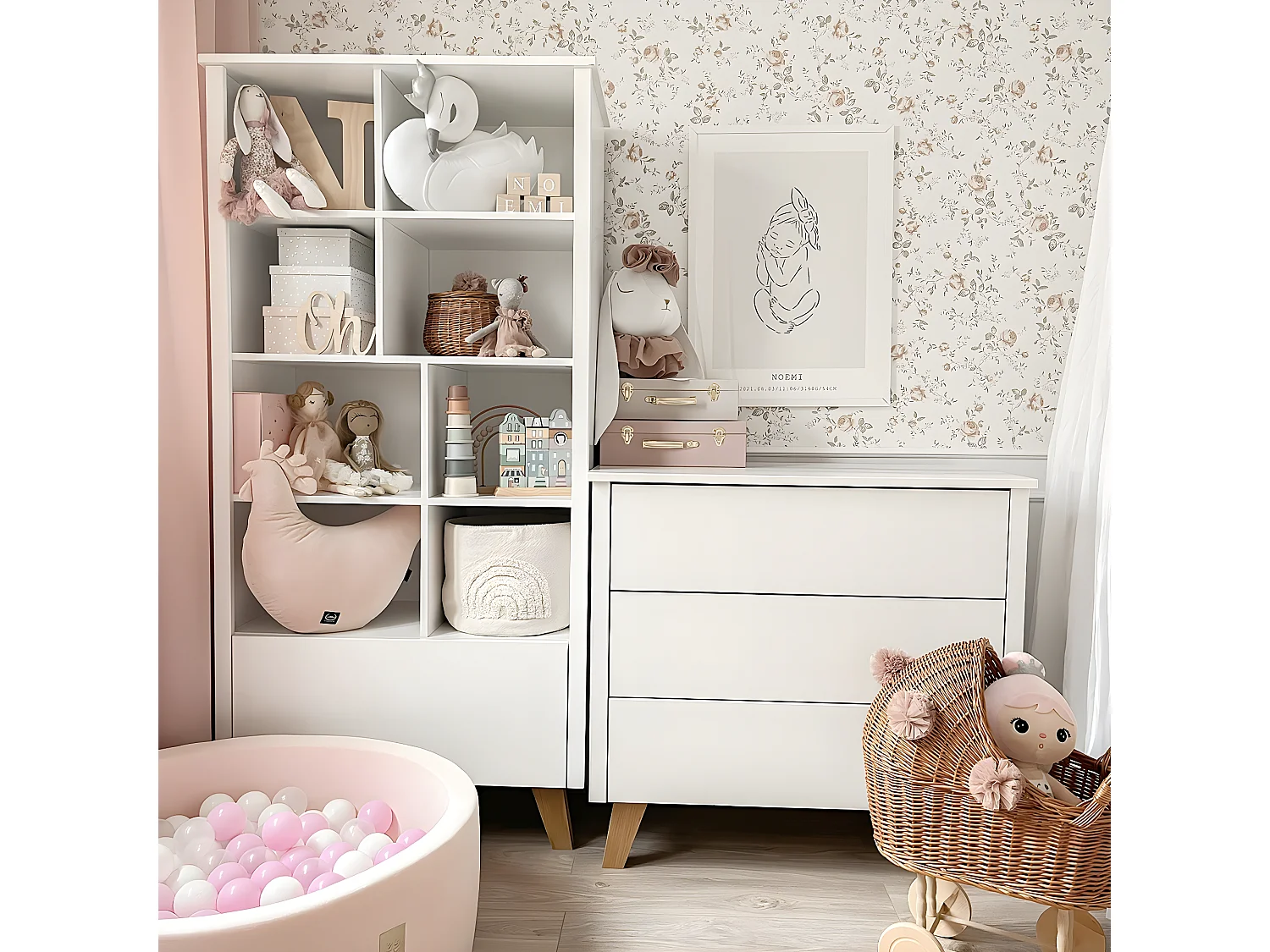 Commode 3 tiroirs Zara Blanc