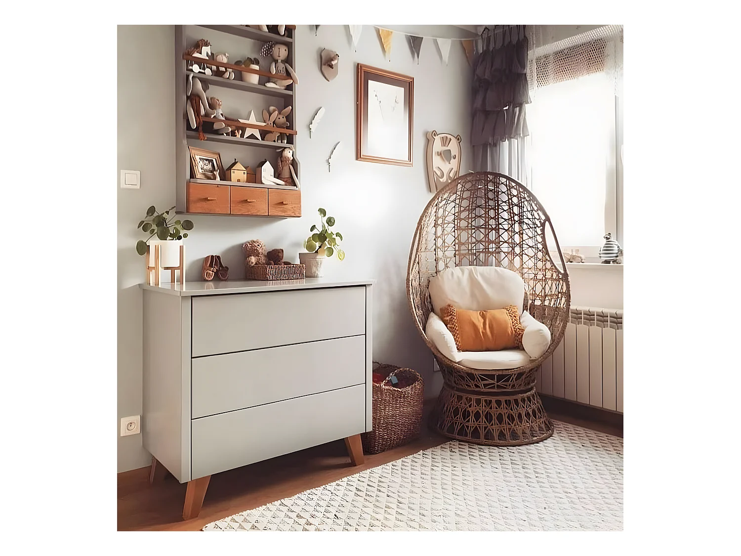 Commode 3 tiroirs Zara Gris