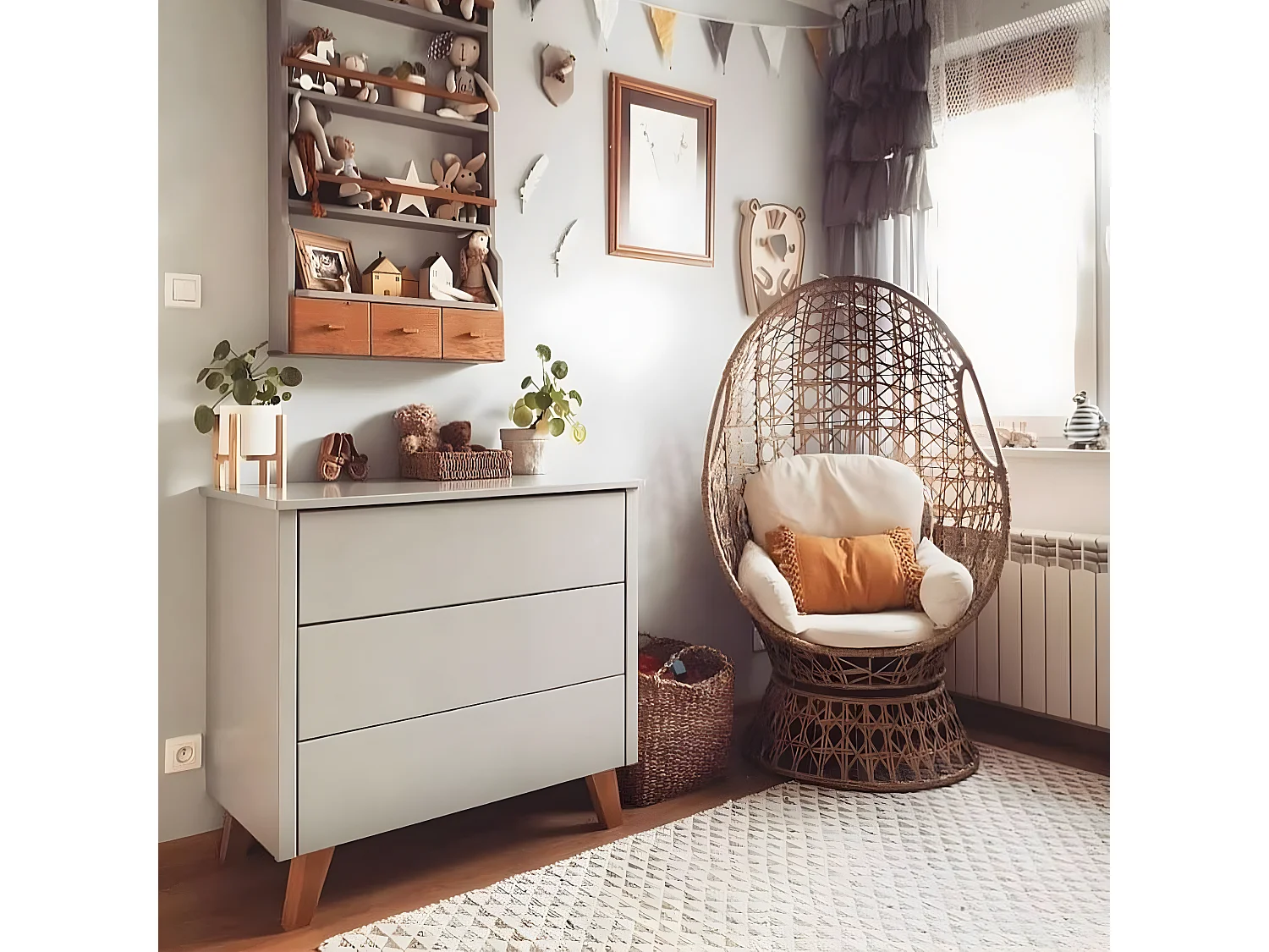 Commode 3 tiroirs Zara Gris