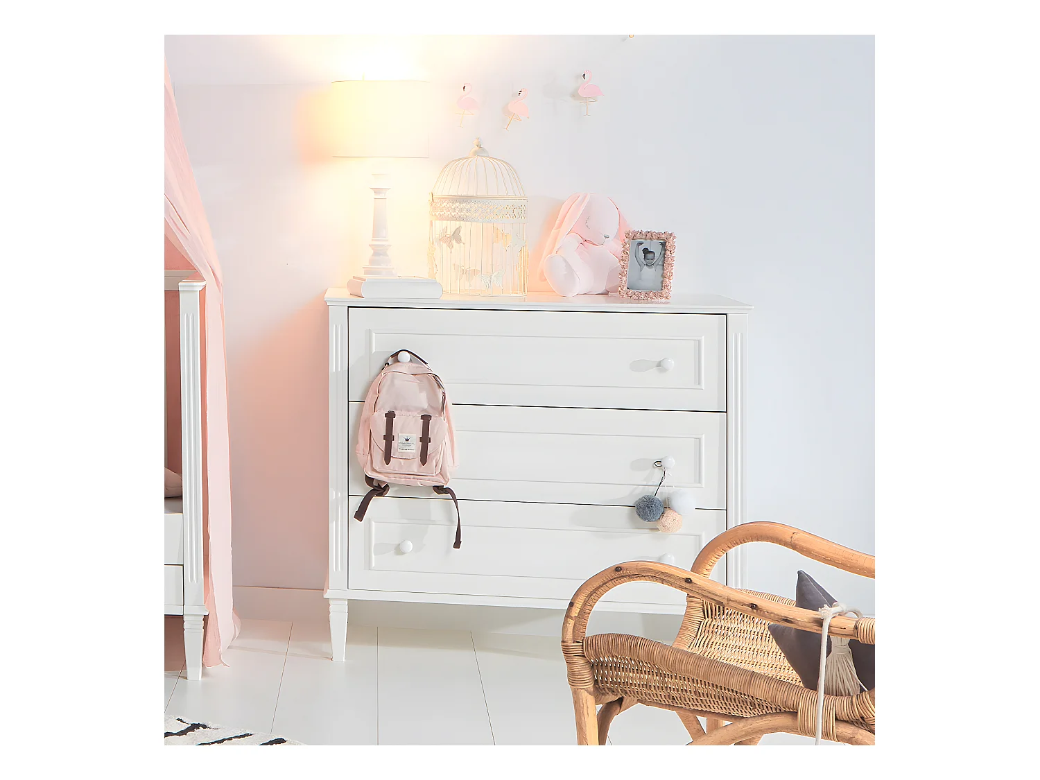 Commode 3 tiroirs Bianka Blanc