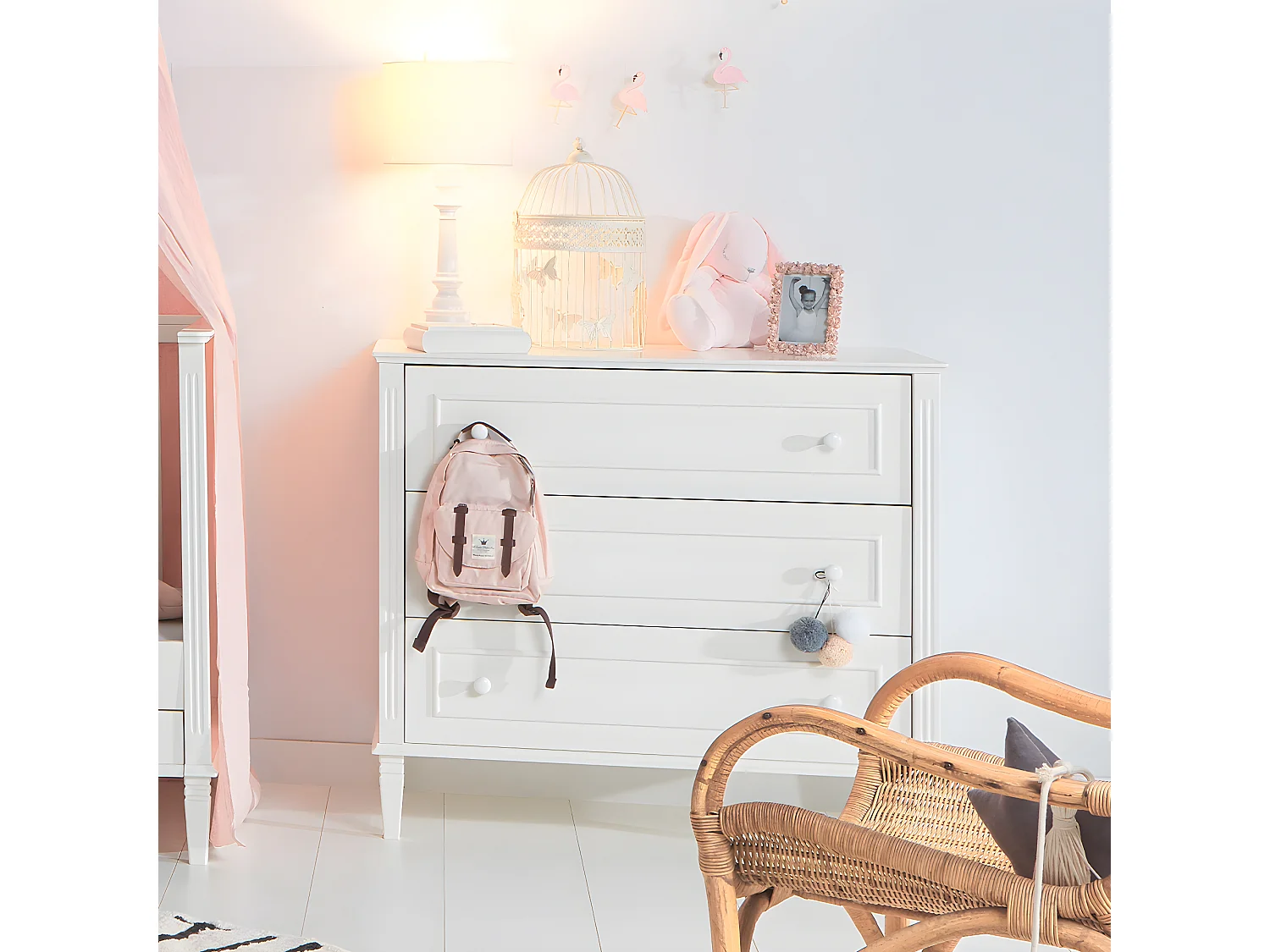 Commode 3 tiroirs Bianka Blanc