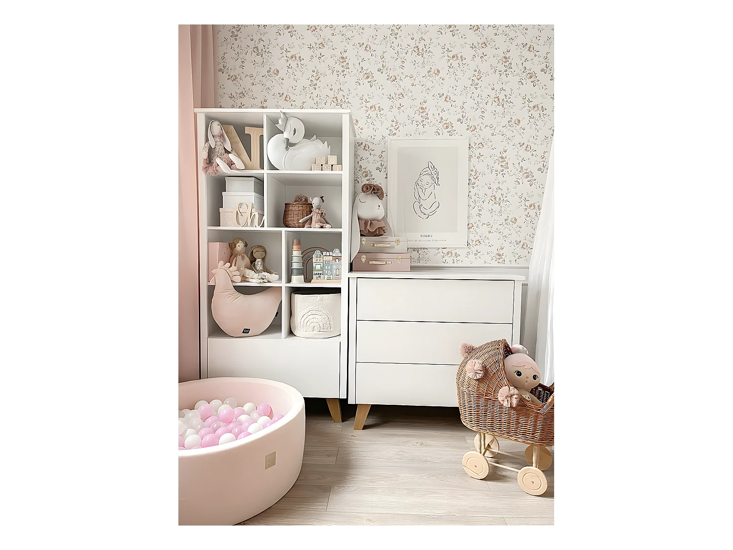 Bibliothèque 1 tiroir Zara Blanc