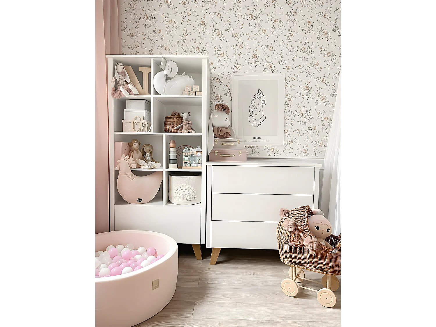 Bibliothèque 1 tiroir Zara Blanc