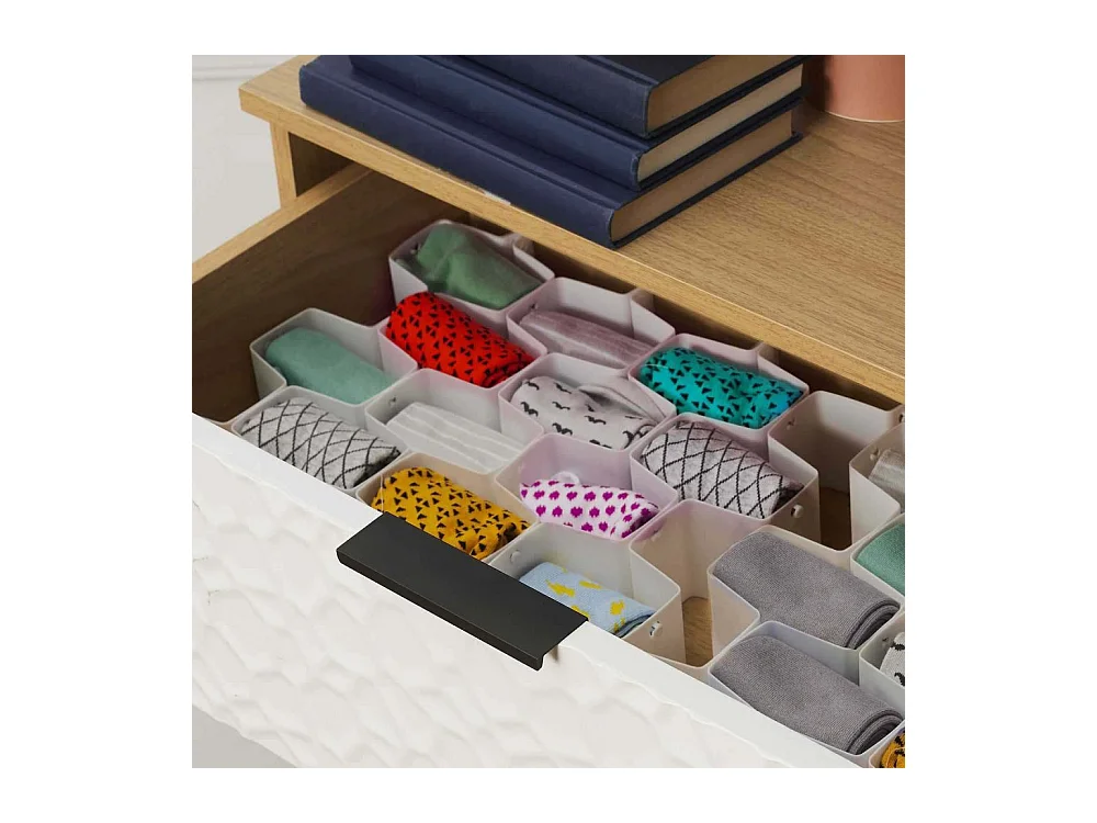 Lot de 6 Séparateurs de Tiroir "Modulable" 36cm Blanc