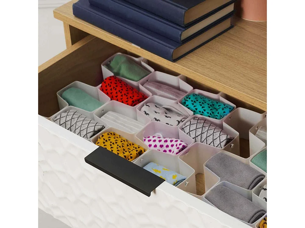 Lot de 6 Séparateurs de Tiroir "Modulable" 36cm Blanc