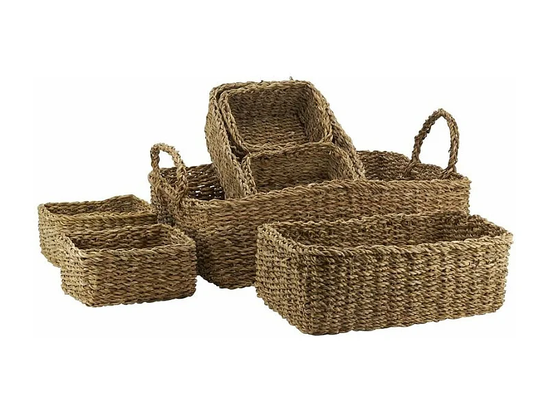 Ensemble de corbeilles de rangement en jonc (Lot de 7)