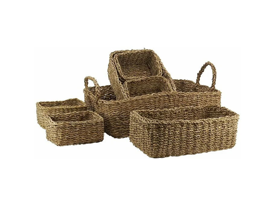 Ensemble de corbeilles de rangement en jonc (Lot de 7)