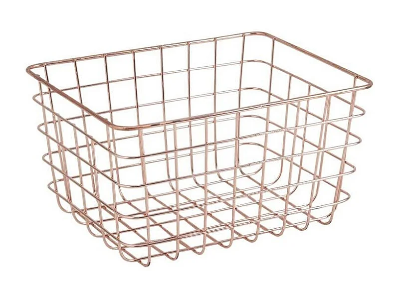 Corbeille de rangement en métal cuivré 24 x 19 x 13 cm