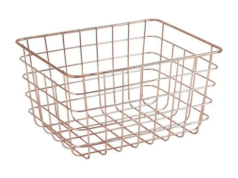 Cestino portaoggetti in metallo ramato 24 x 19 x 13 cm