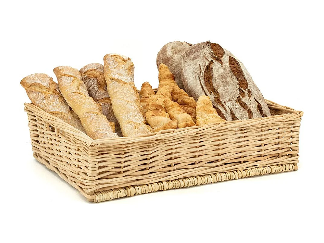 Manne en osier naturel avec passe-main Panier 60 x 40 cm + sangle ajustable posée