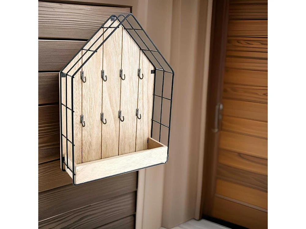 Boite à clés métal et bois Home 35 cm