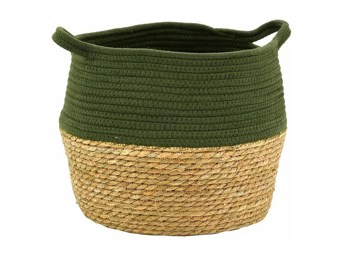 Corbeilles en jonc naturel et teinté kaki (Lot de 3)