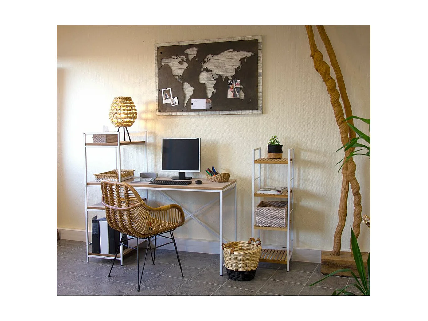 Corbeille rangement en rotin 28 x 22 x 15 cm