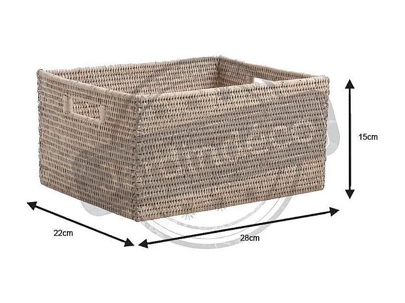 Corbeille rangement en rotin 28 x 22 x 15 cm